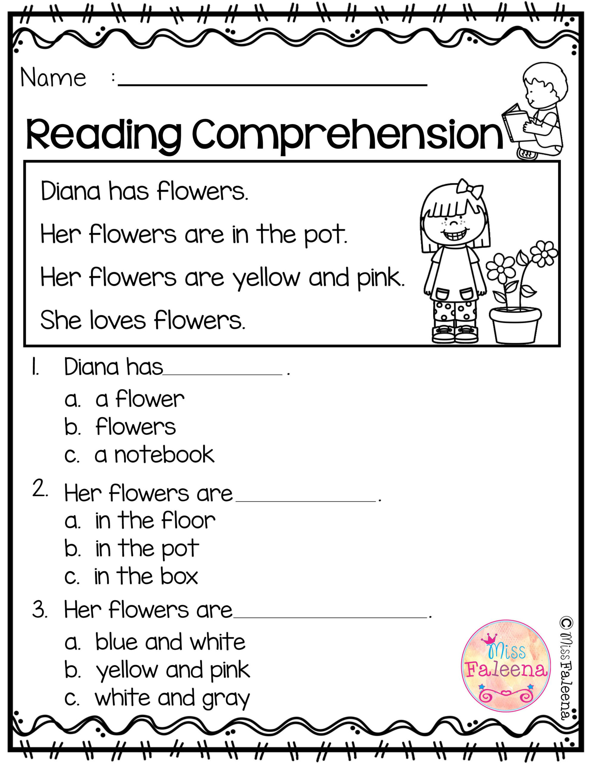 Kindergarten Worksheets Reading Comprehension