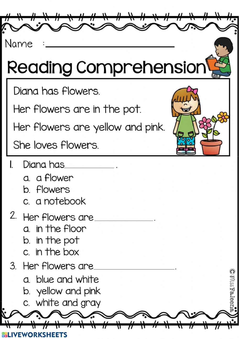 Reading Comprehension Online Activity For Grade1