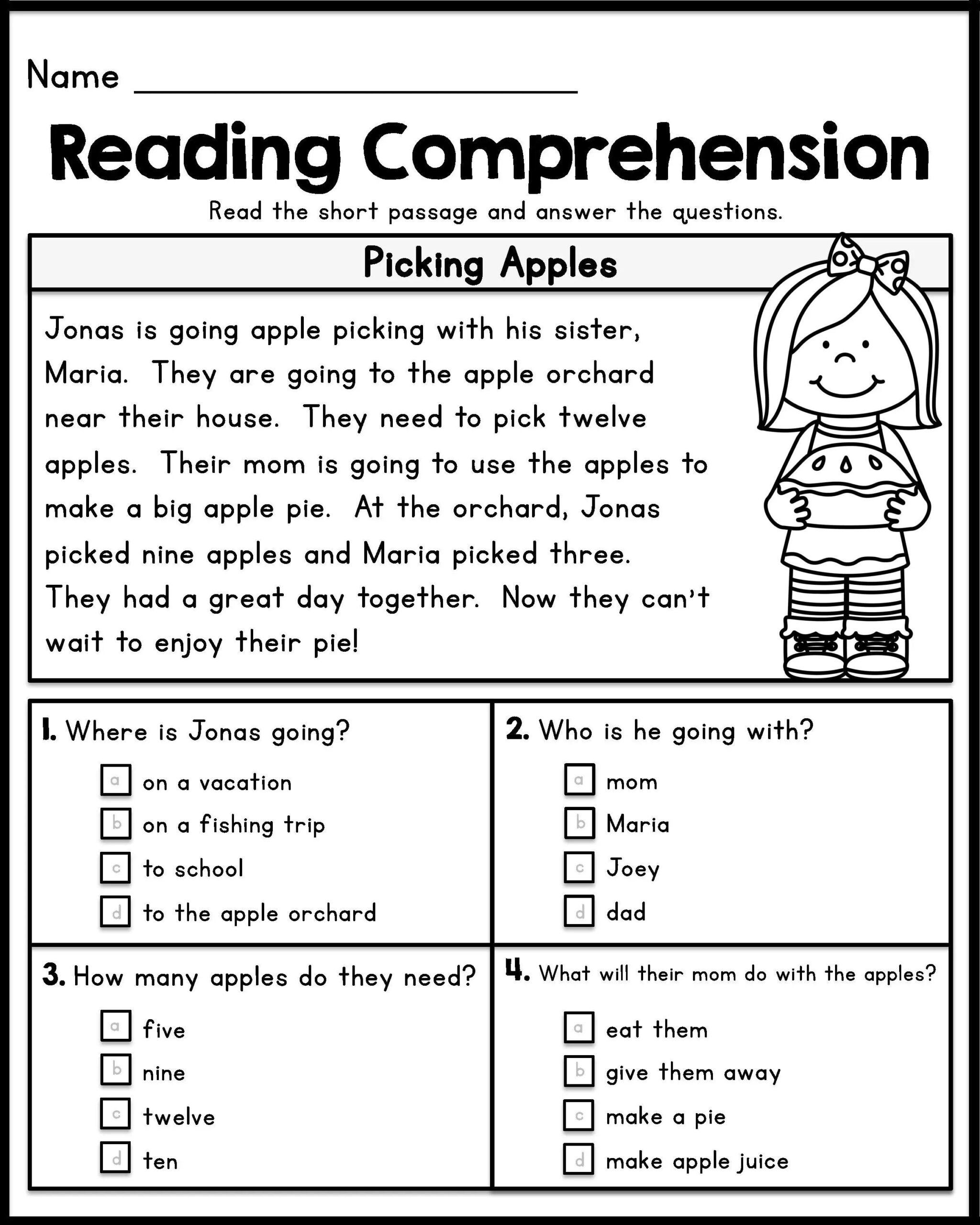 First Grade Reading Comprehension Worksheets Reading Comprehension 