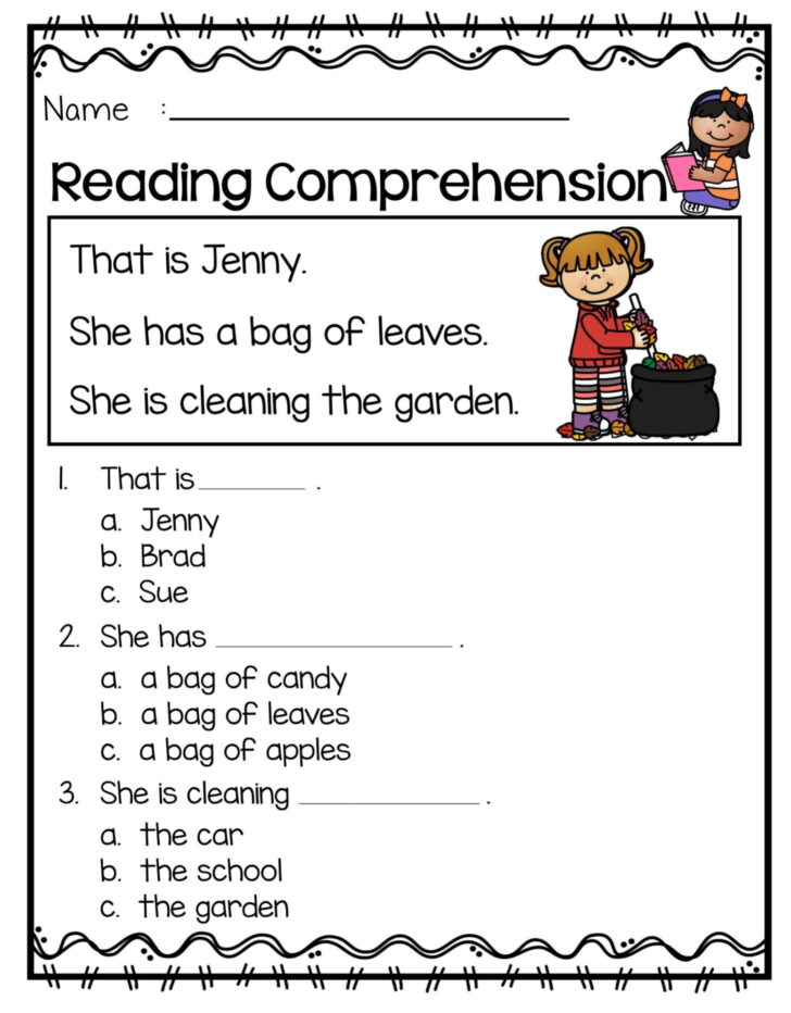 Reading Comprehension Worksheets 1st Grade