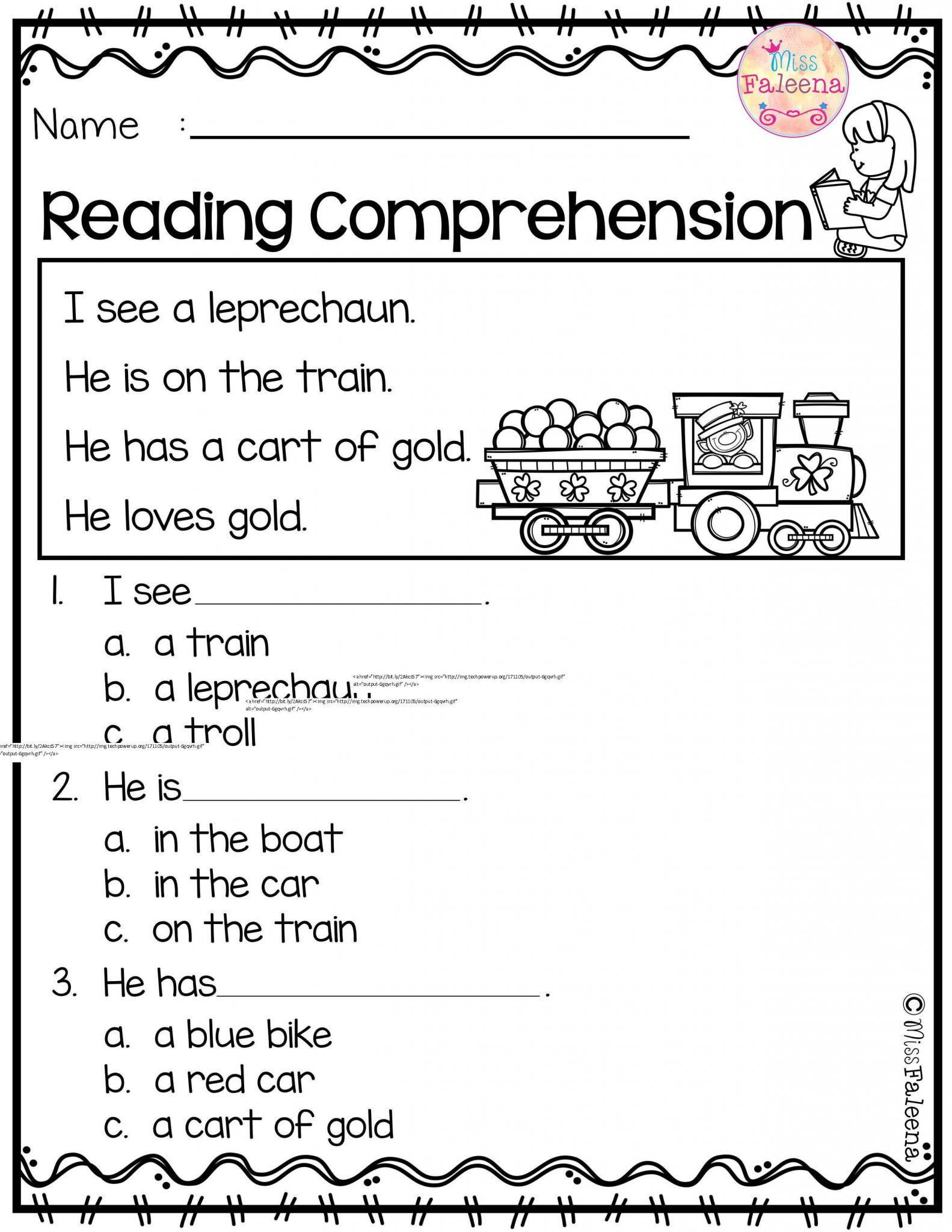 Reading Comprehension Worksheets Kindergarten Multiple Choice Reading