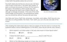 9 Earth Reading Comprehension Worksheet Reading Chartsheet