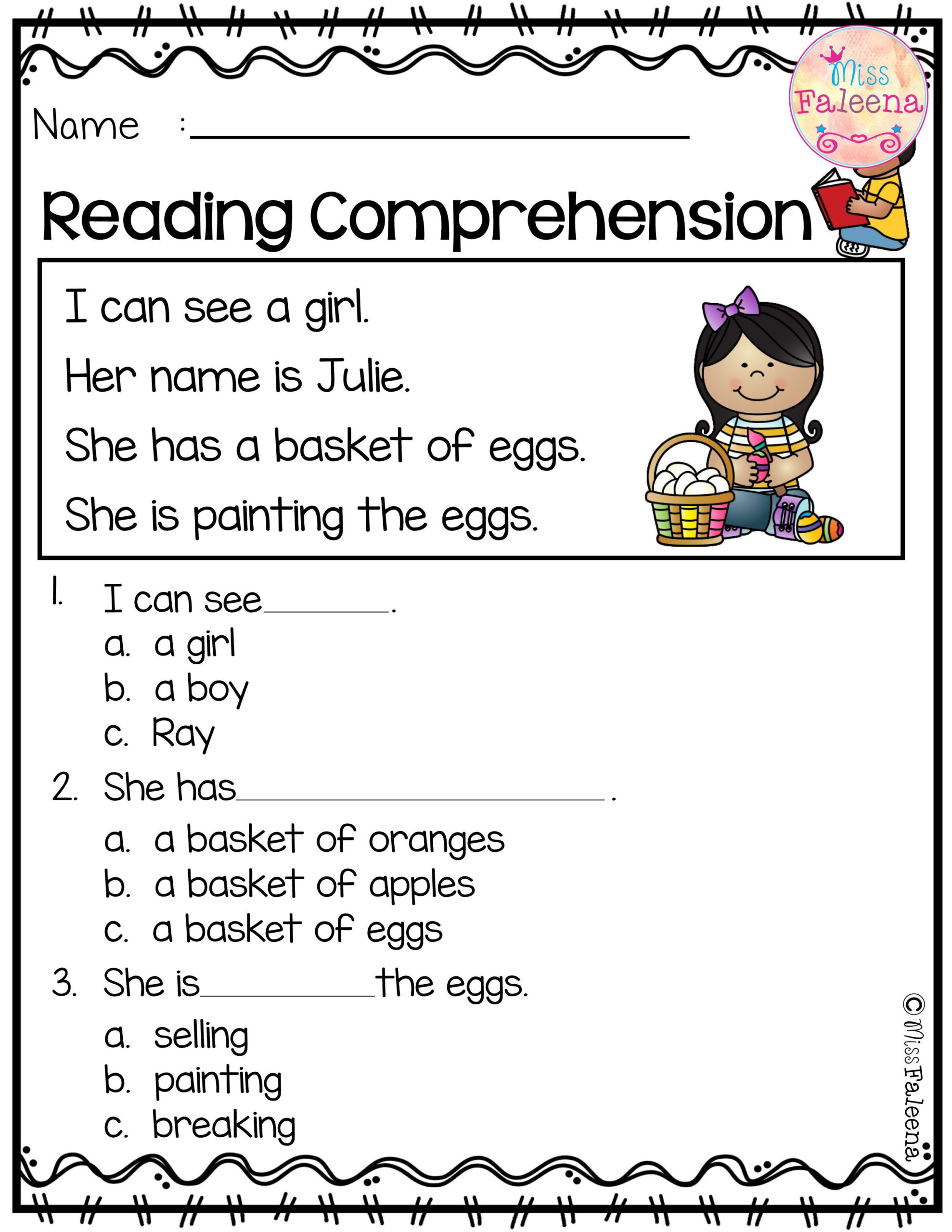 Pre K Reading Comprehension Worksheets | Reading Comprehension Worksheets