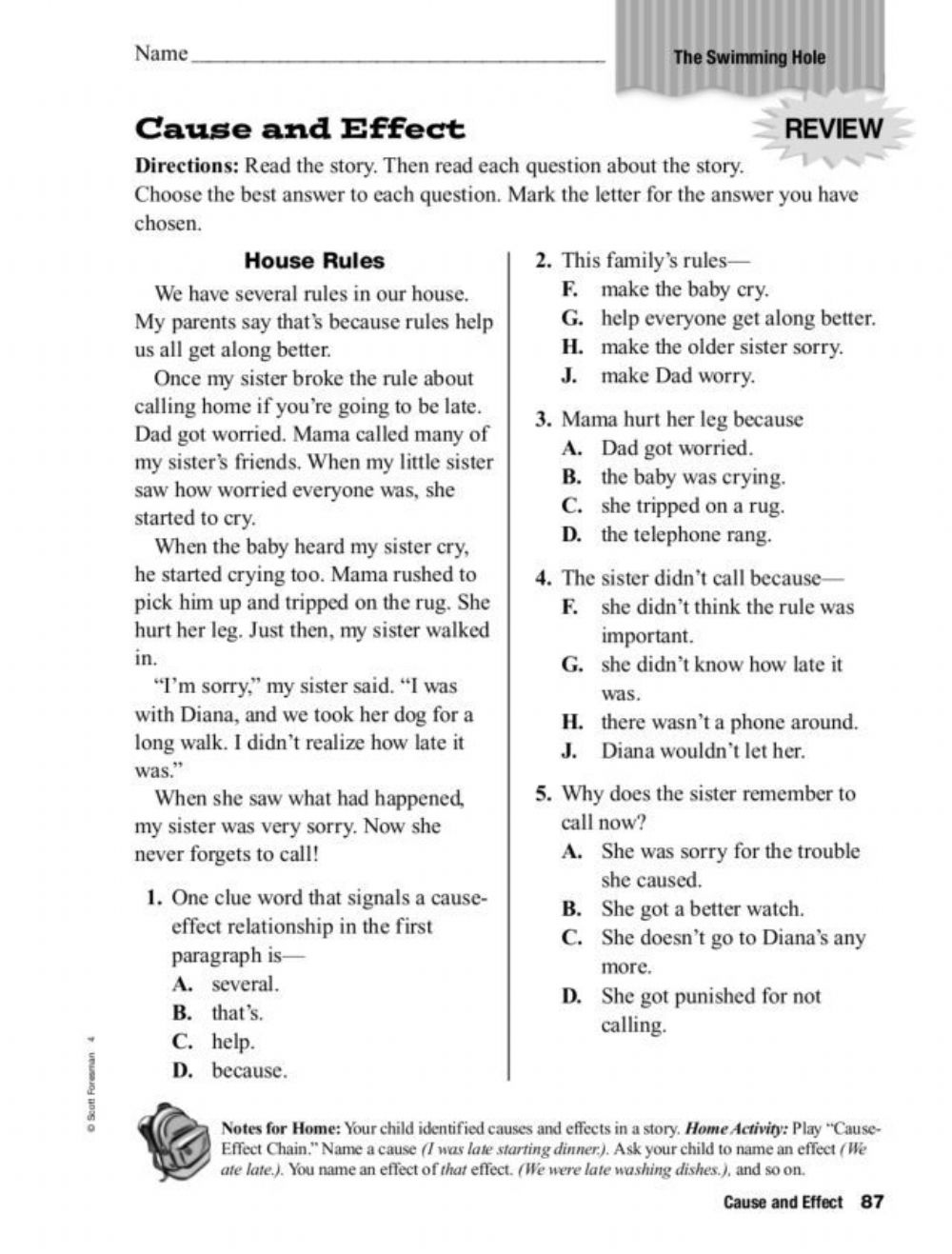 Cause And Effect Reading Comprehension Worksheets Reading 