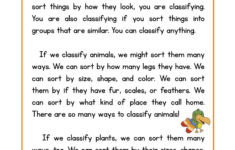 Classifying Life Science Reading Comprehension Worksheet Have Fun