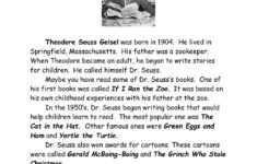 Dr Seuss Reading Comprehension Worksheet