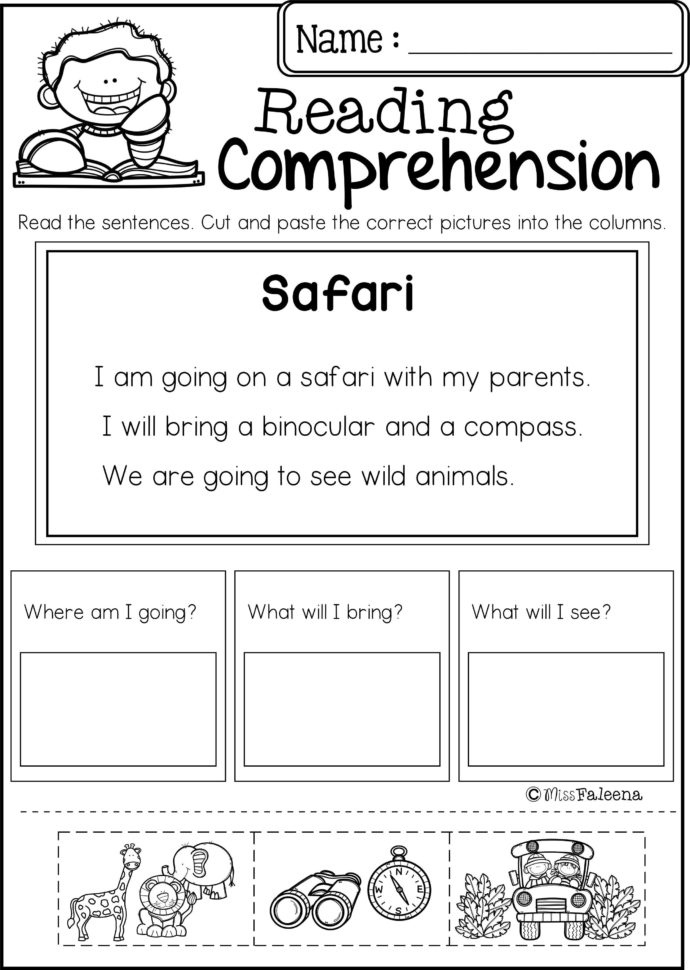 Early Reading Comprehension Worksheets Preschool Free Db excel