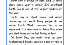 Earth Day Reading Comprehension Worksheet Reading Comprehension