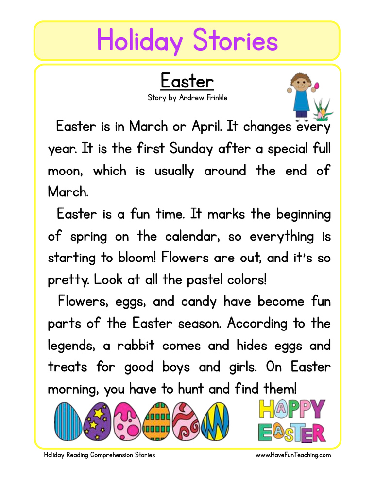 Easter Reading Comprehension Worksheet Have Fun Teaching