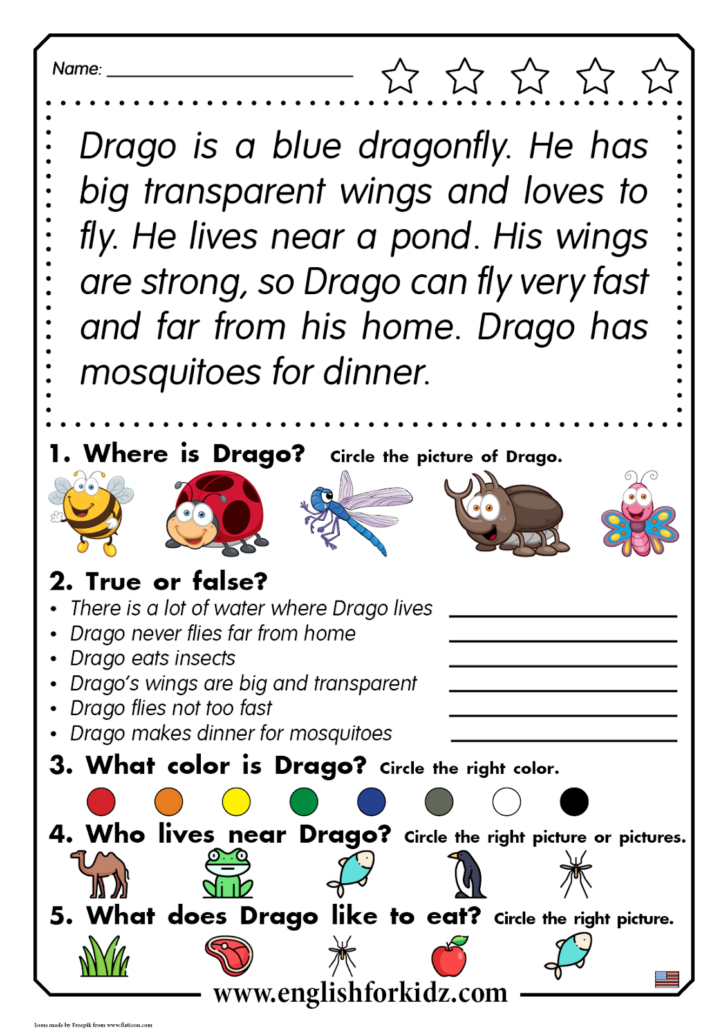 Free Reading Worksheets For Kids