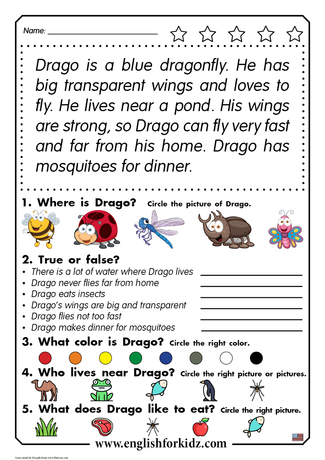 English For Kids Step By Step Reading Comprehension Worksheets Drago 