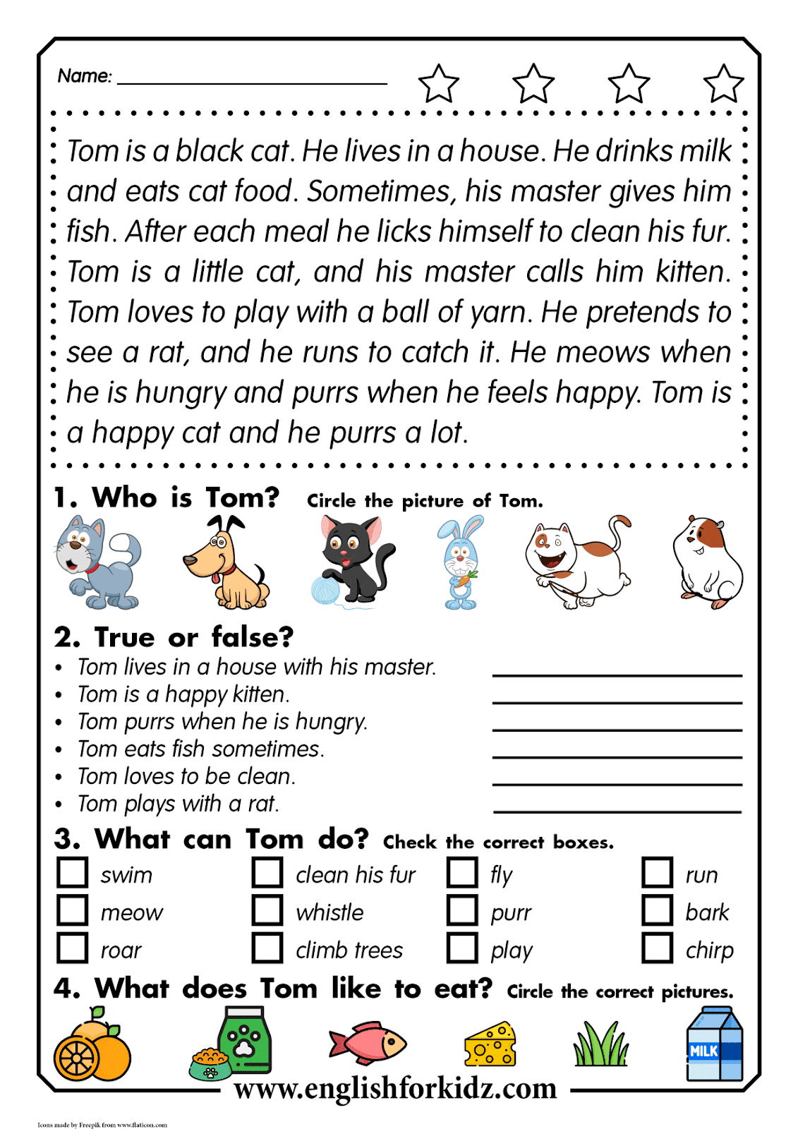 English For Kids Step By Step Reading Comprehension Worksheets Thomas 