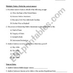 English Worksheets Andrew Jackson Quiz