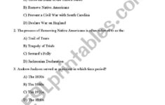 English Worksheets Andrew Jackson Quiz
