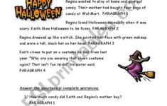 English Worksheets Halloween Reading Comprehension