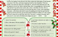 Esl Christmas Reading Comprehension Worksheets Intermediate
