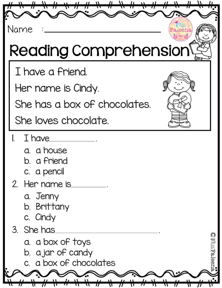 Reading Comprehension Worksheet Kindergarten