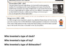 Four Inventors Reading Worksheet