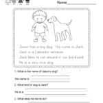 Free Printable Learning To Read Worksheet For Kindergarten