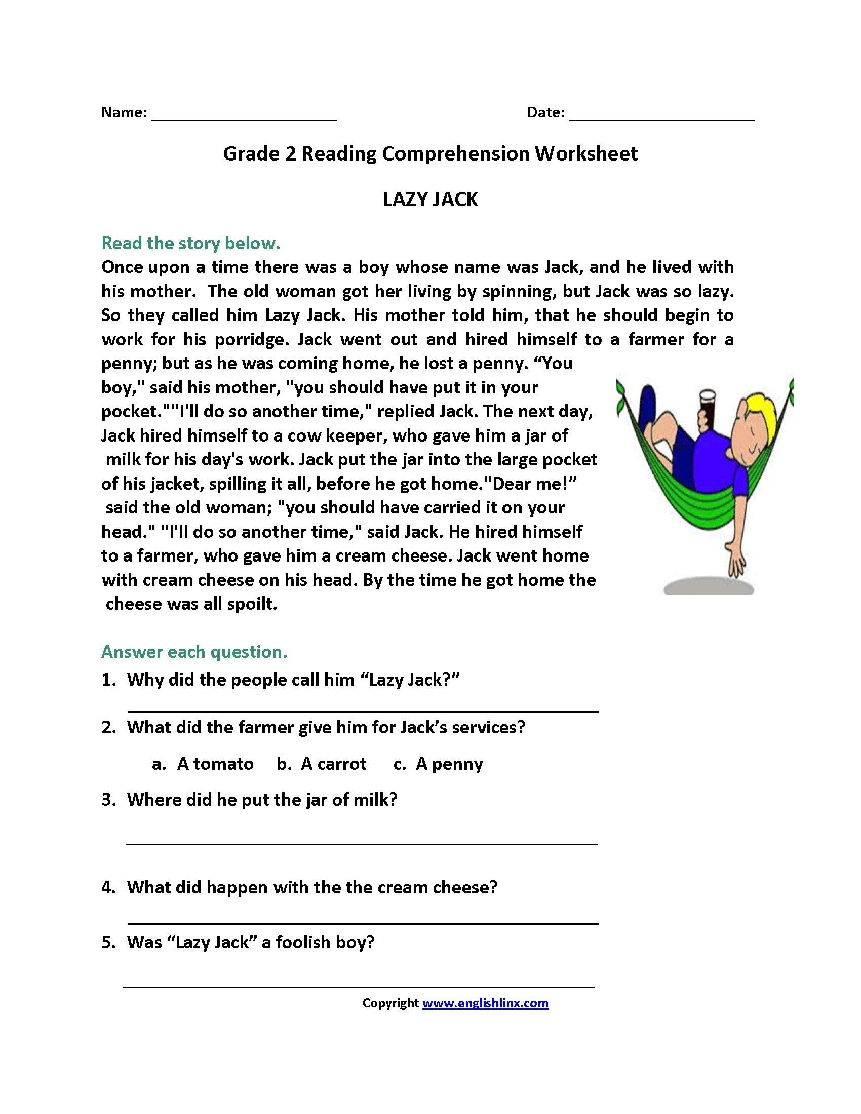 Free Printable Reading Comprehension Worksheets For 2nd Grade 