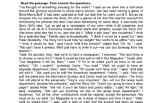 Free Printable Short Reading Comprehension For Grade 8 With Questions