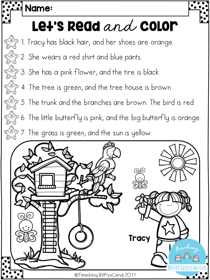 Read And Color Comprehension Worksheets Reading Comprehension Worksheets