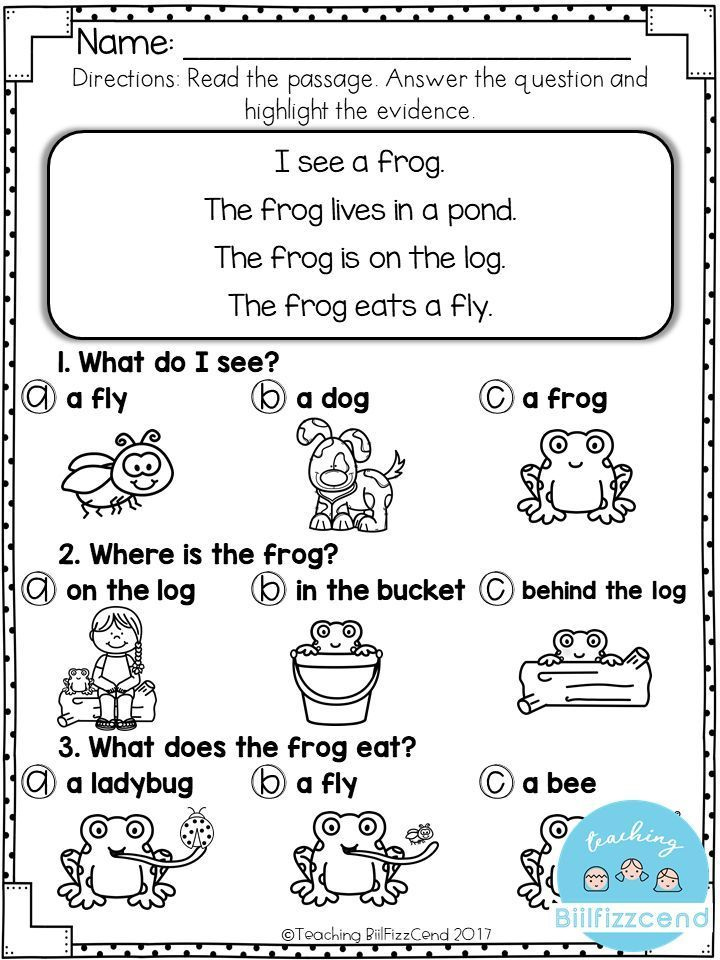 FREE Reading Comprehension For Early Readers And Special E Reading 