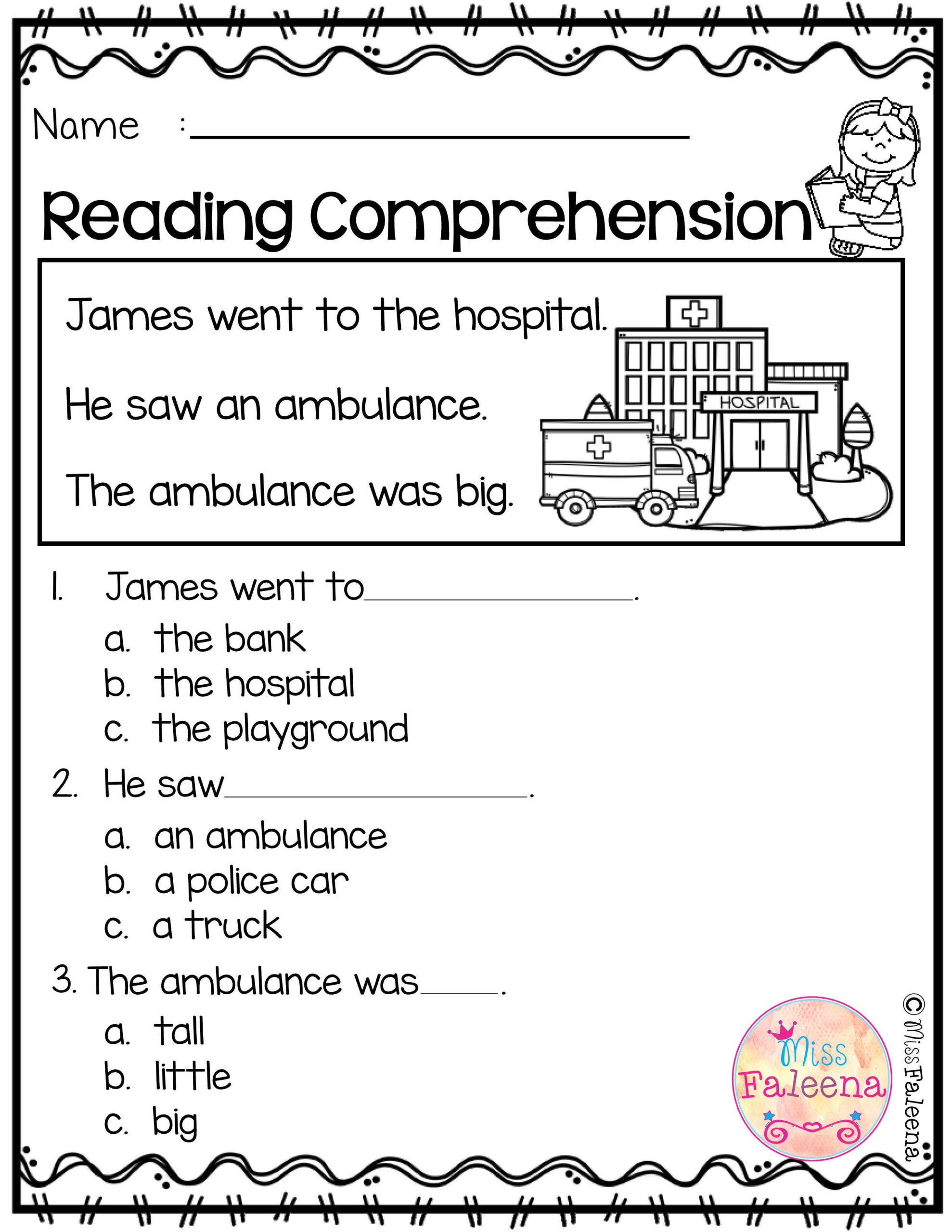 Free Reading Comprehension Is Suitable For Kindergarten Students Or 
