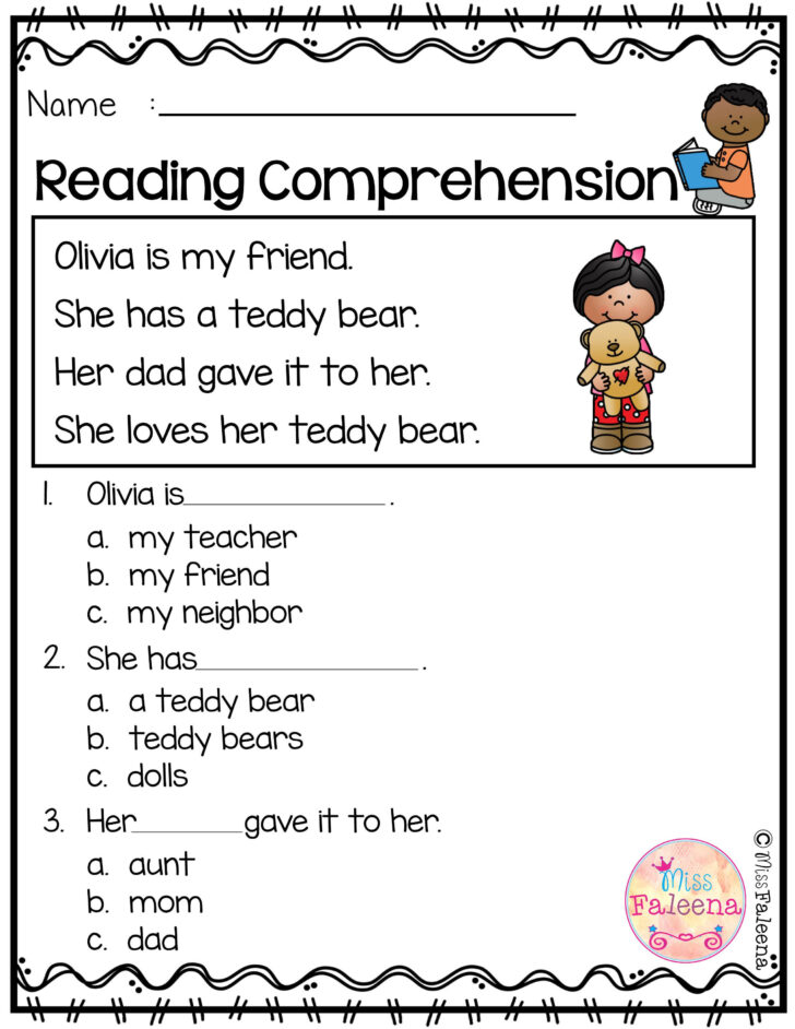 Free Printable Reading Comprehension Kindergarten
