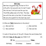 Grade 1 Reading Comprehension Christmas 2020 Exam Worksheet