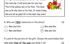 Grade 1 Reading Comprehension Christmas 2020 Exam Worksheet