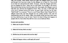 Grade 3 Comprehension Examination Worksheet