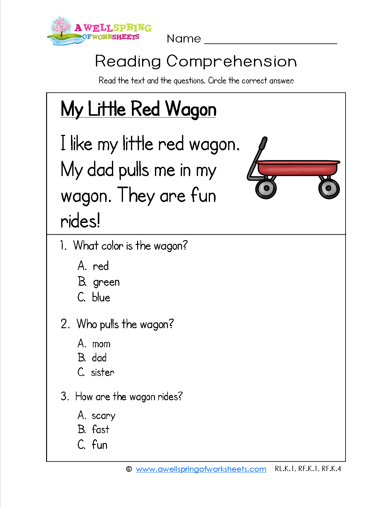 Grade Level Worksheets Kindergarten Reading Reading Comprehension 