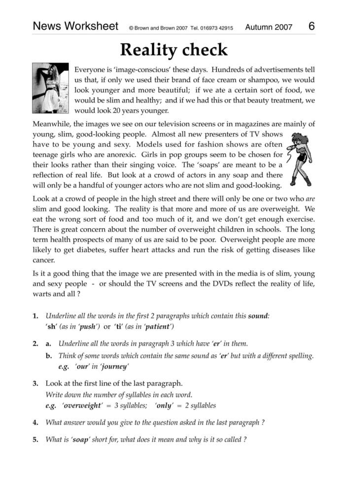 English Comprehension Worksheets Secondary School