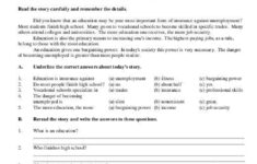 Images Of Reading Comprehension Worksheets High School Printable