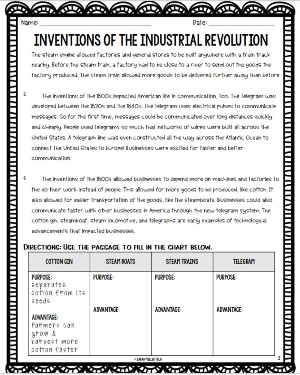 Industrial Revolution Online Worksheet