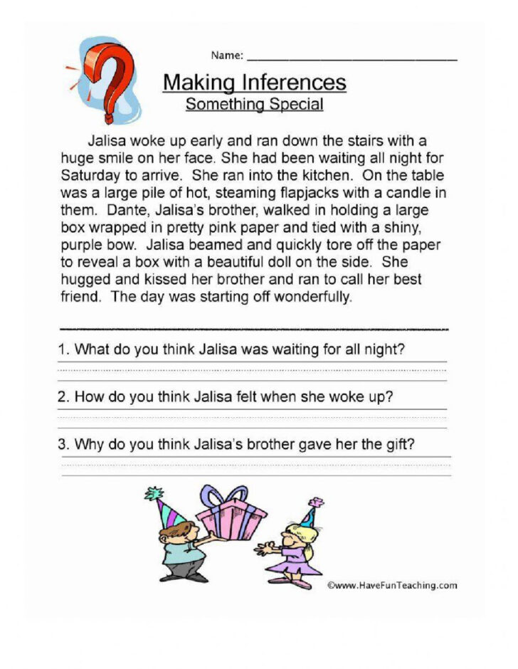 Reading Comprehension Inference Worksheets