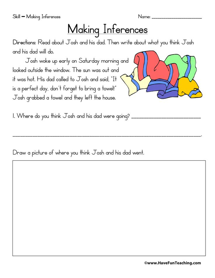 Inferential Reading Comprehension Worksheets Reading Comprehension