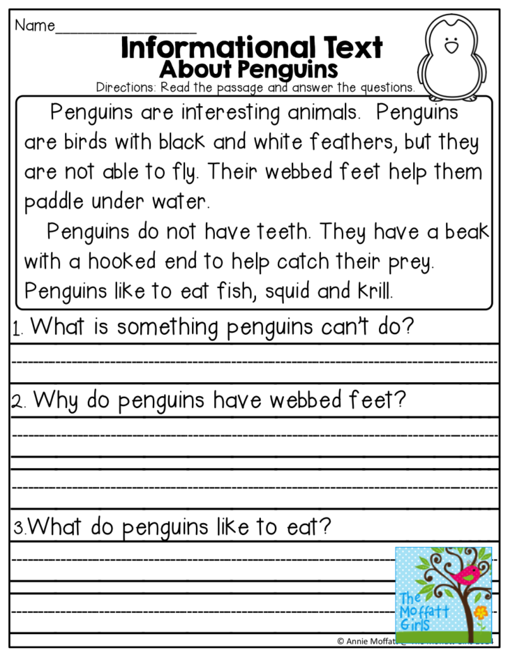 Informational Text Reading Comprehension Worksheets