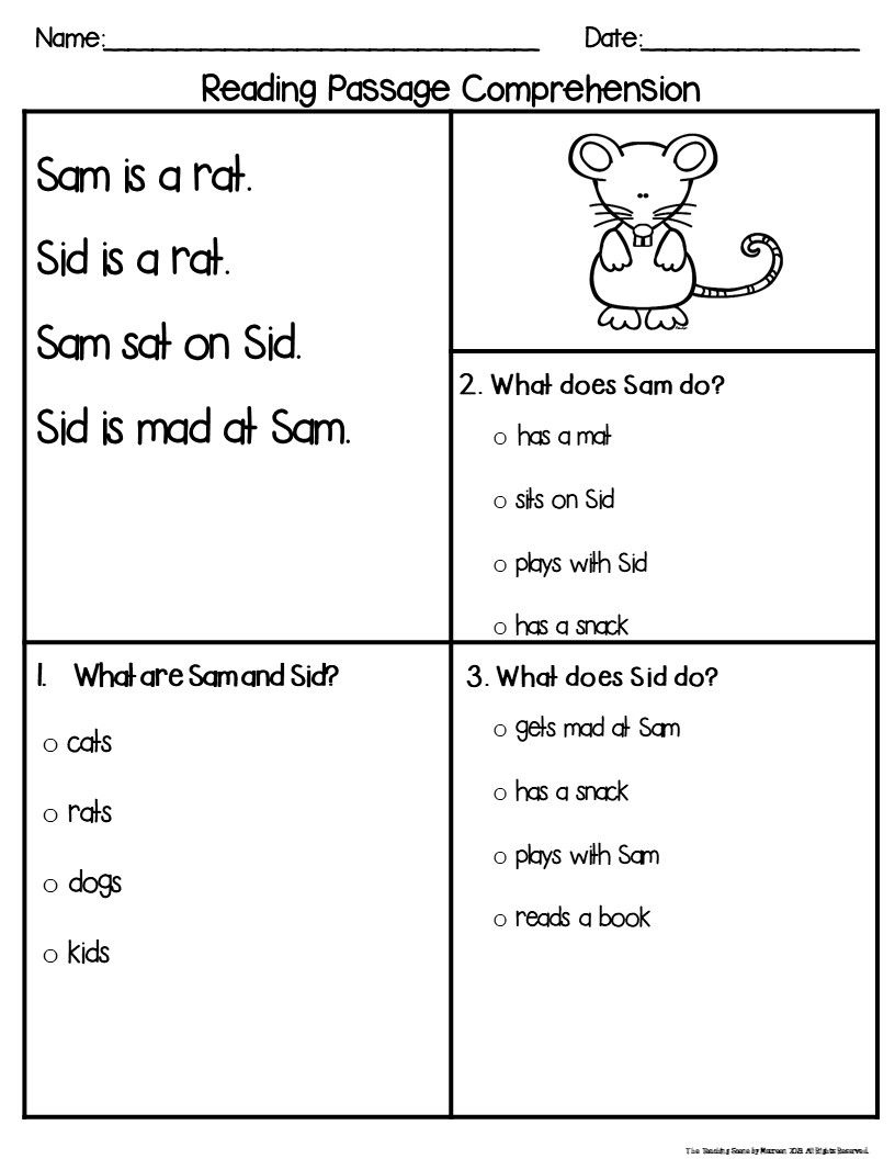 Kindergarten Reading Comprehension Assessment Booklets Resourc 