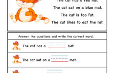 Kindergarten Worksheets At Word Family Reading Comprehension 3