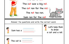 Kindergarten Worksheets At Word Family Reading Comprehension