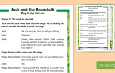 KS1 Jack And The Beanstalk Play Script Extracts Differentiated Reading