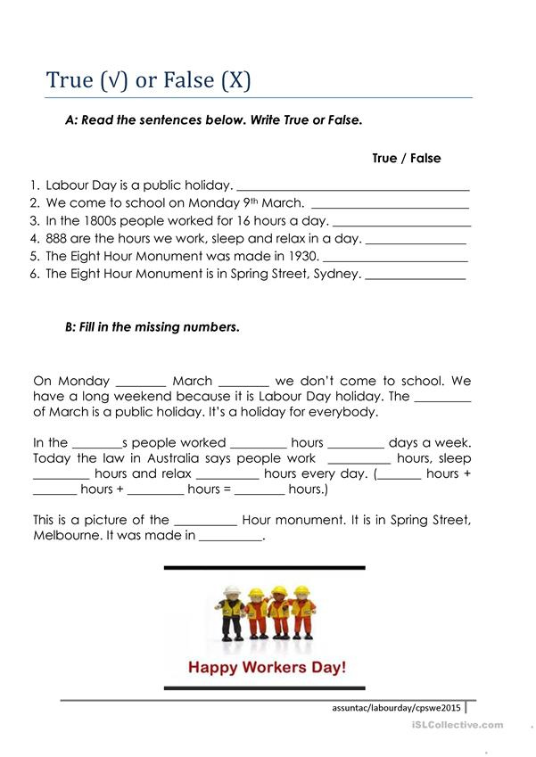 Labour Day 2015 Worksheet Free ESL Printable Worksheets Made By Teachers