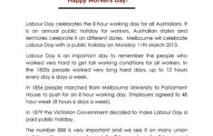 Labour Day In Australia English ESL Worksheets For Distance Learning