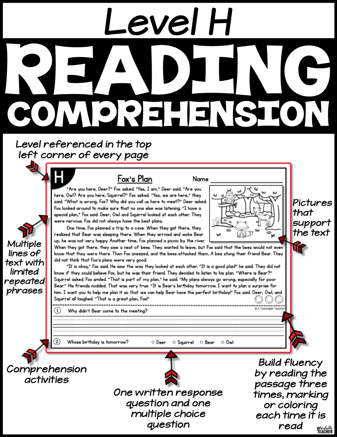 Level H Reading Comprehension Passages And Questions Set Two A 