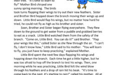 Little Bird Learns To Fly Reading Comprehension Worksheet Have Fun