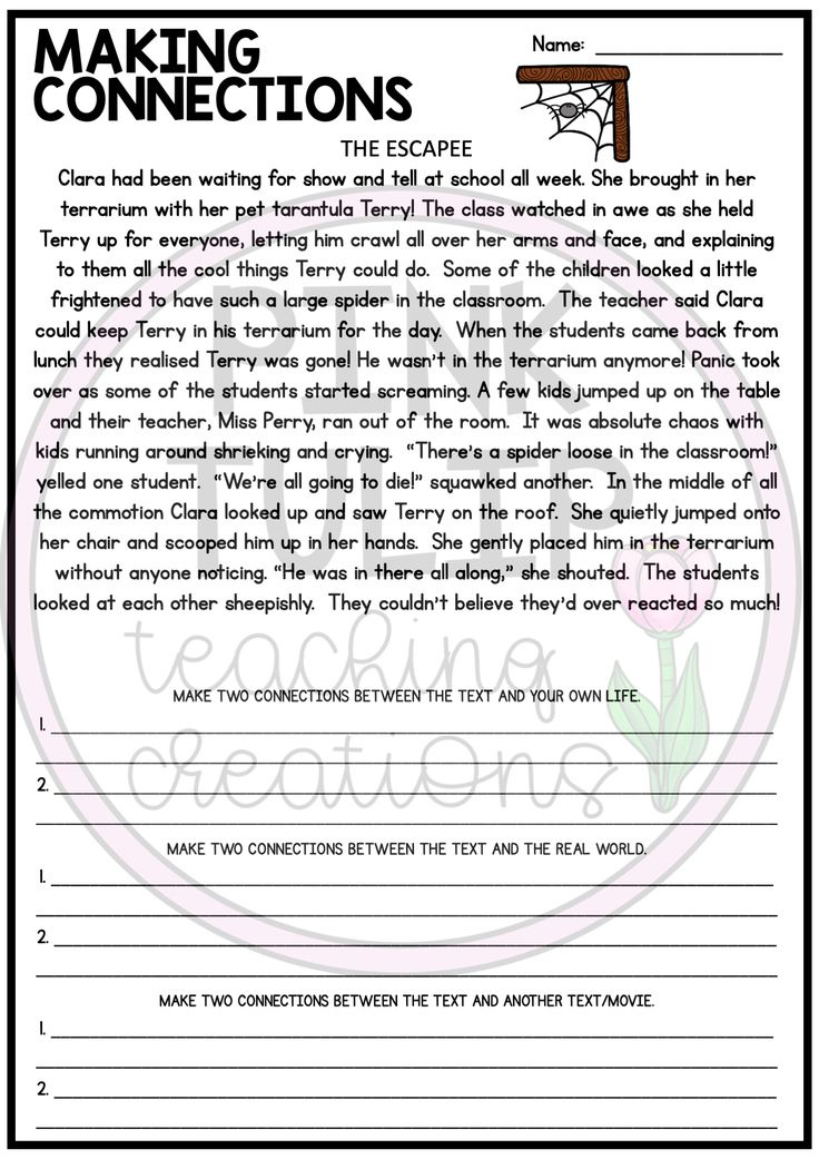 Making Connections Reading Worksheet Pack Text To World Reading 