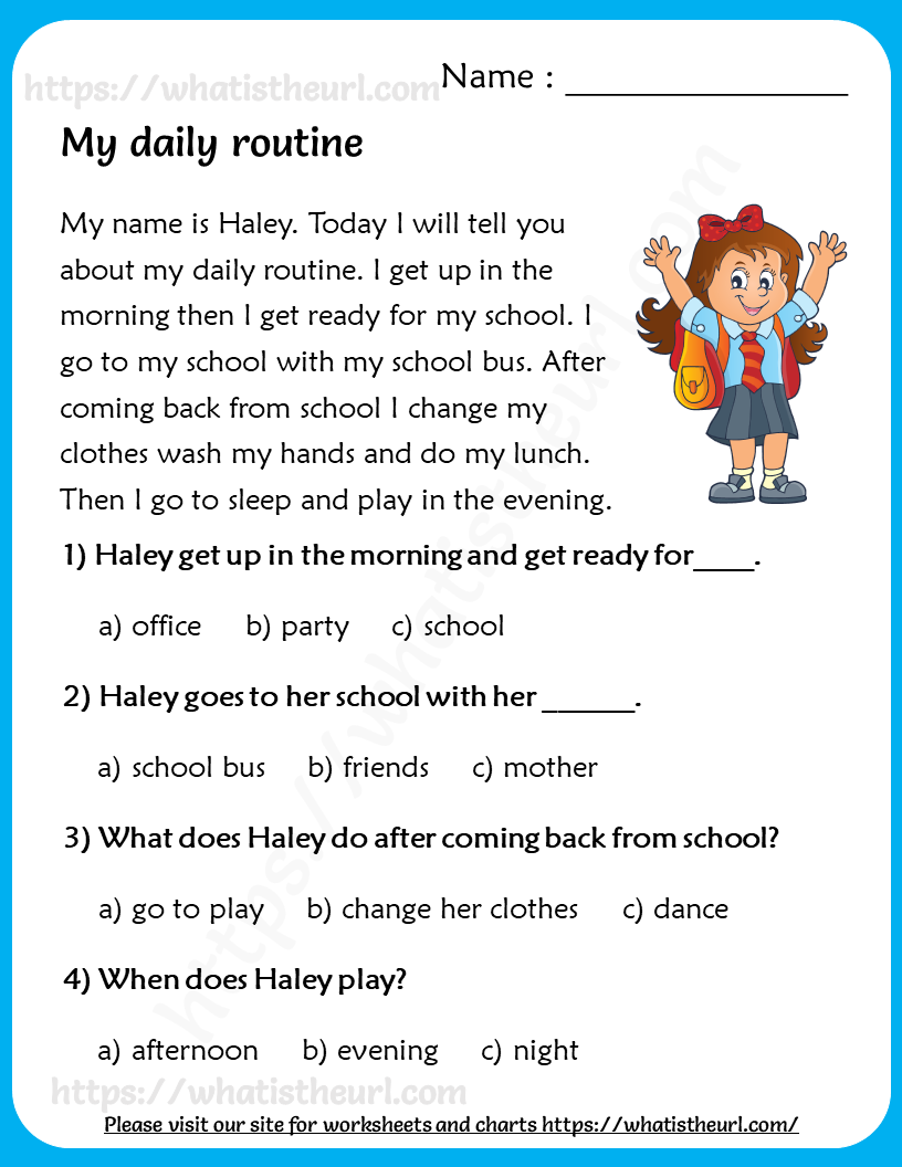 My Daily Routine Reading Comprehension For Grade 3 Your Home Teacher