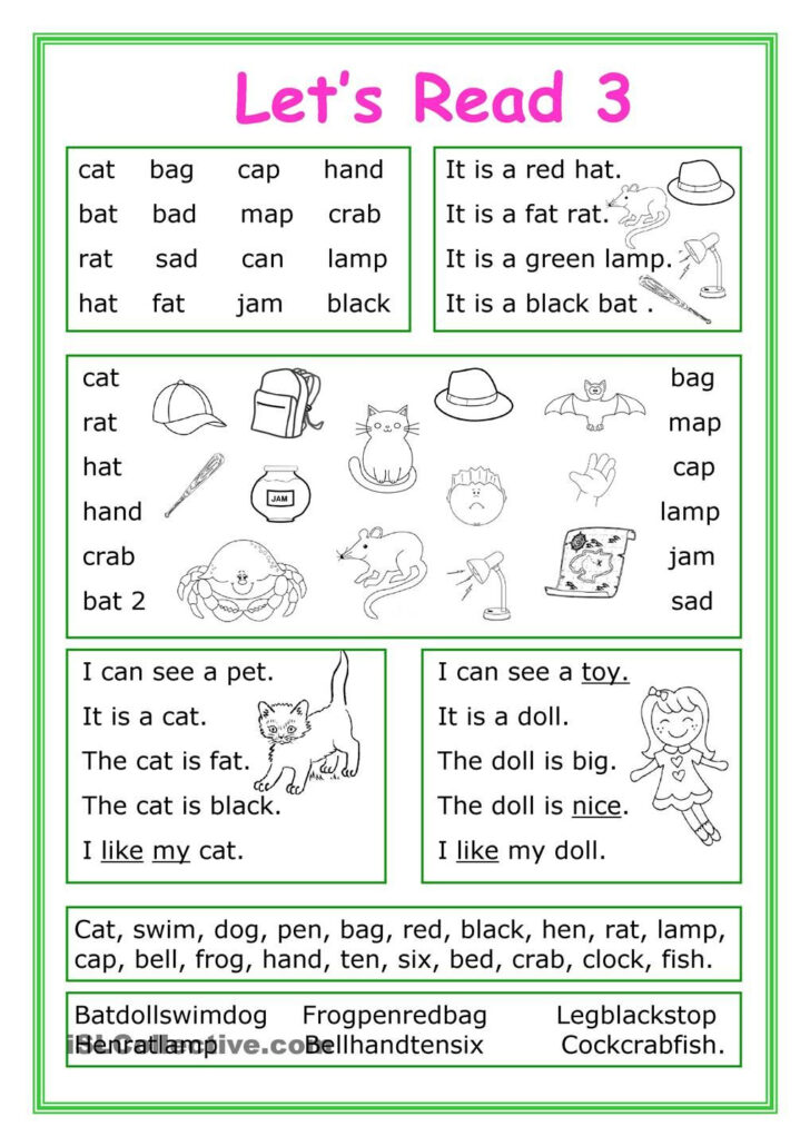 Free Printable Learning To Read Worksheets